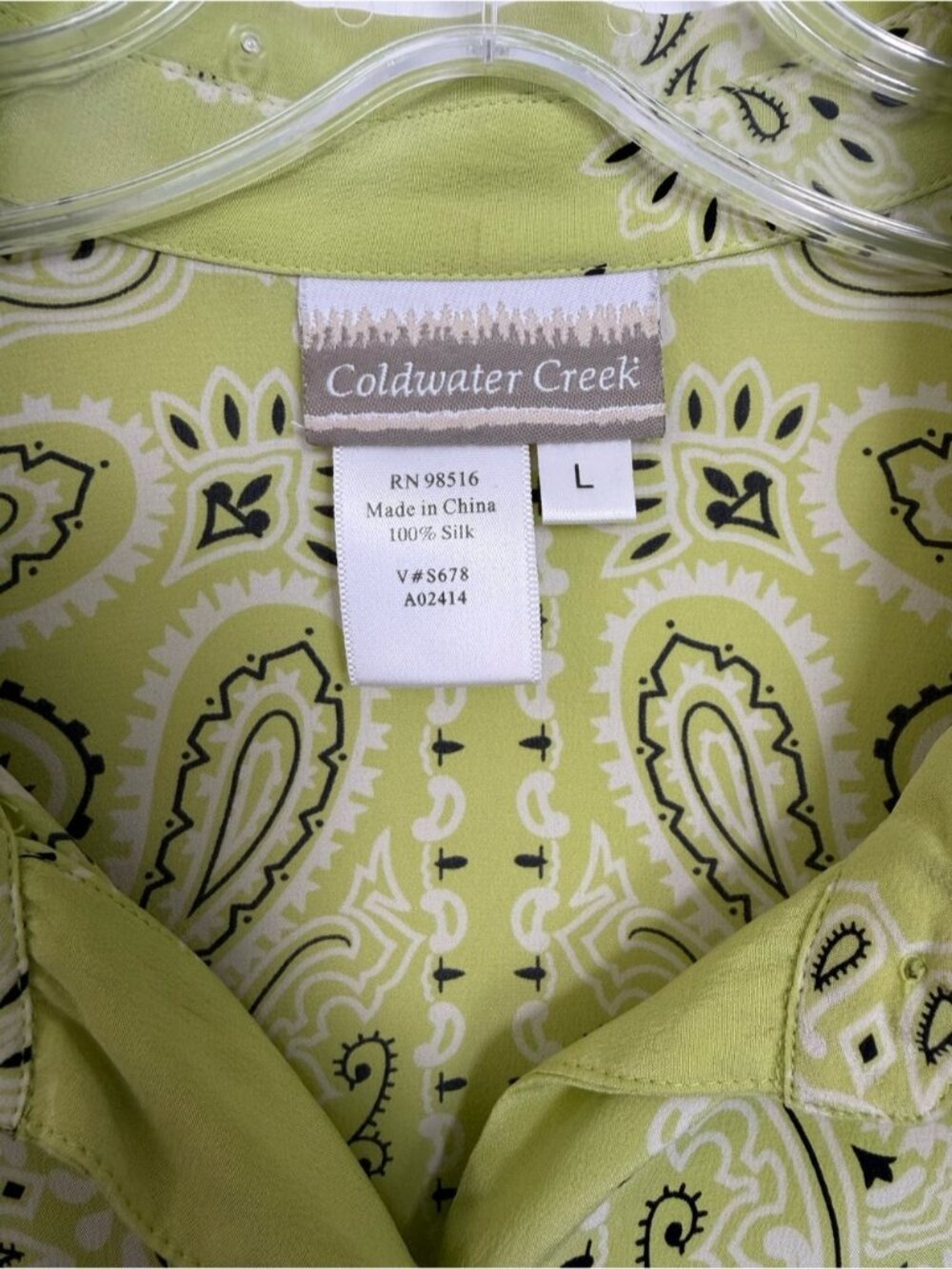 Vintage Silk Western Bandana Paisley Shirt Size Large Lime Green 90s Y2K - Picture 4 of 6